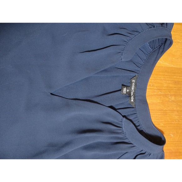 41 Hawthorn Blouse‎ S Navy Sheer Lined Flowy Romantic Chic Boho Lightweight Top - Picture 6 of 9